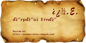 Árpási Ernő névjegykártya